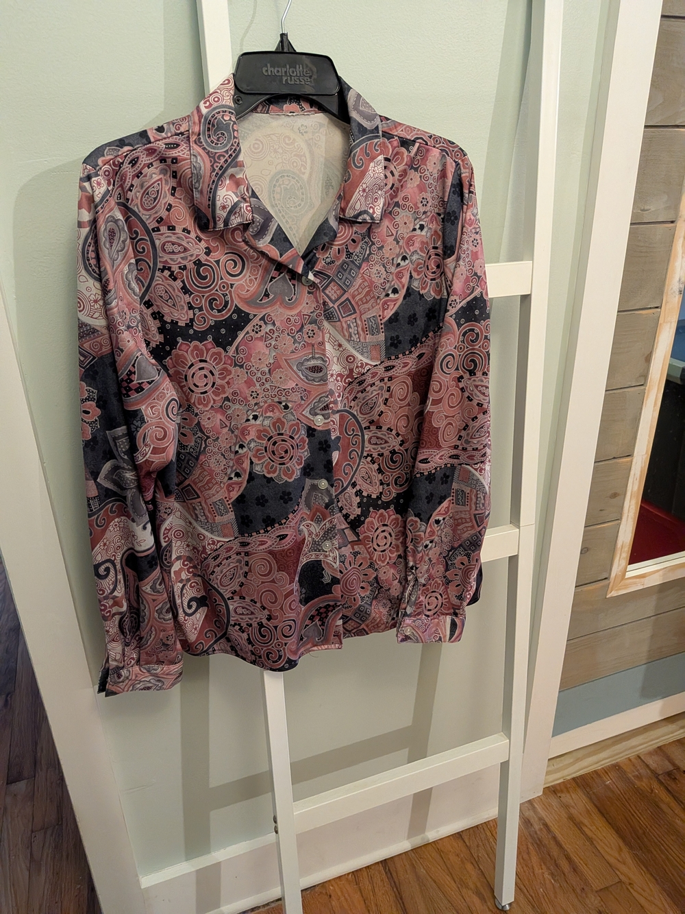 Charlotte Russe Pink Paisley Button-Up Blouse